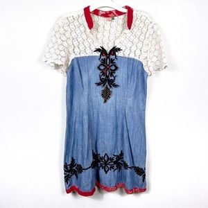 Farm Rio | Embroidered Chambray Dress